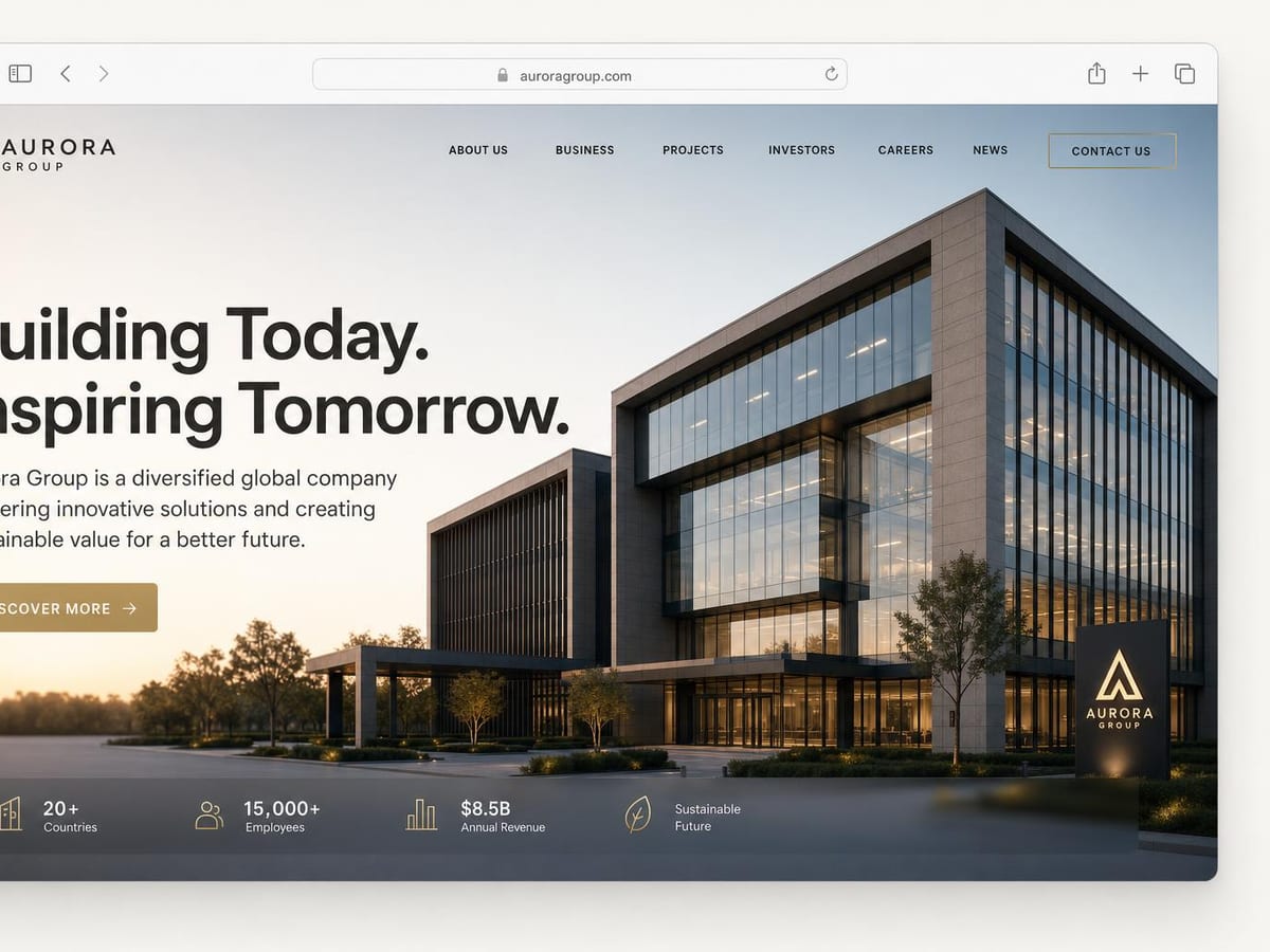 Mockup desain website Company Profile oleh Folkastudio