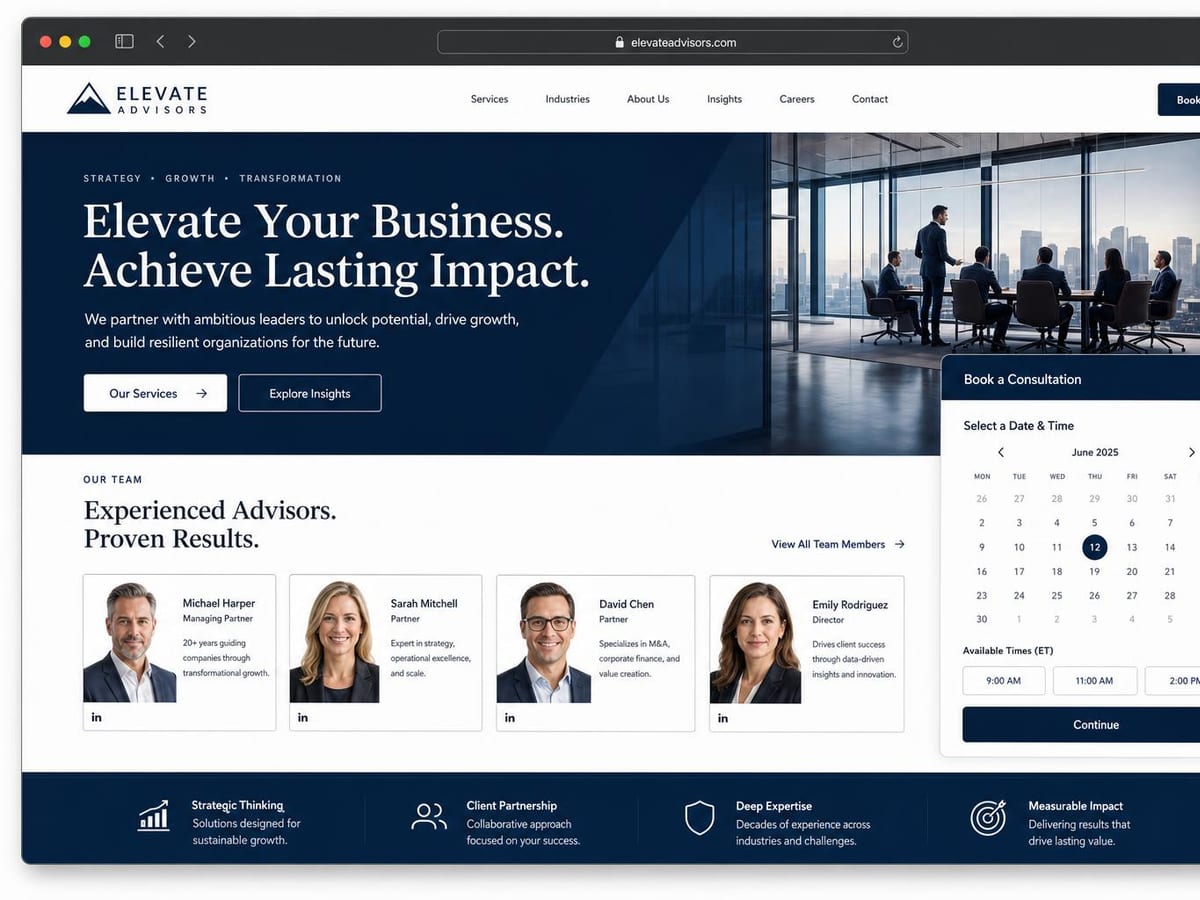 Mockup desain website Konsultan & Jasa Profesional oleh Folkastudio