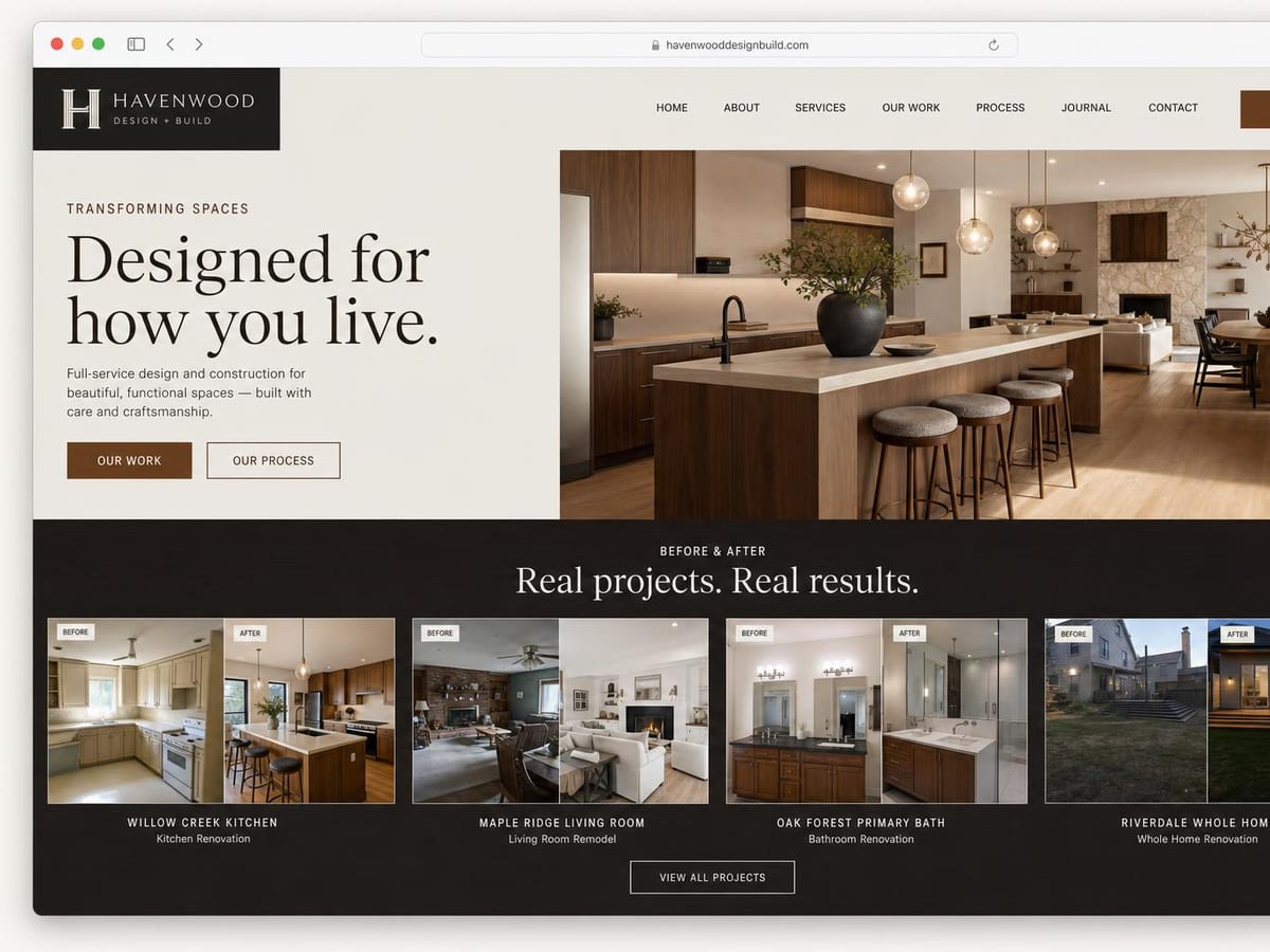 Mockup desain website Kontraktor Interior & Eksterior oleh Folkastudio