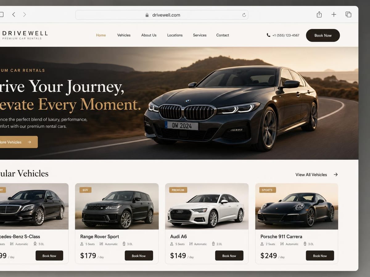 Mockup desain website Rental Mobil oleh Folkastudio