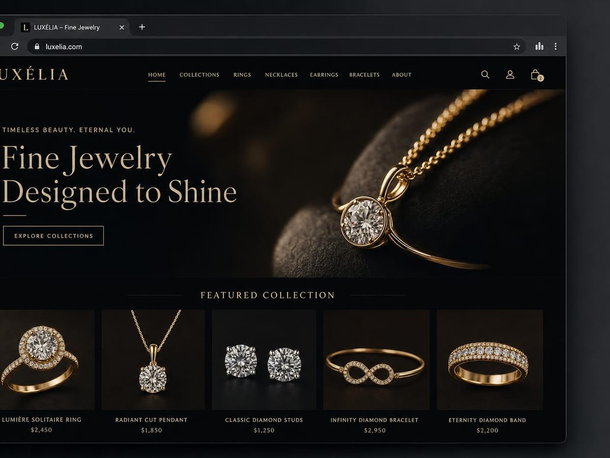 Mockup desain website Toko Perhiasan oleh Folkastudio
