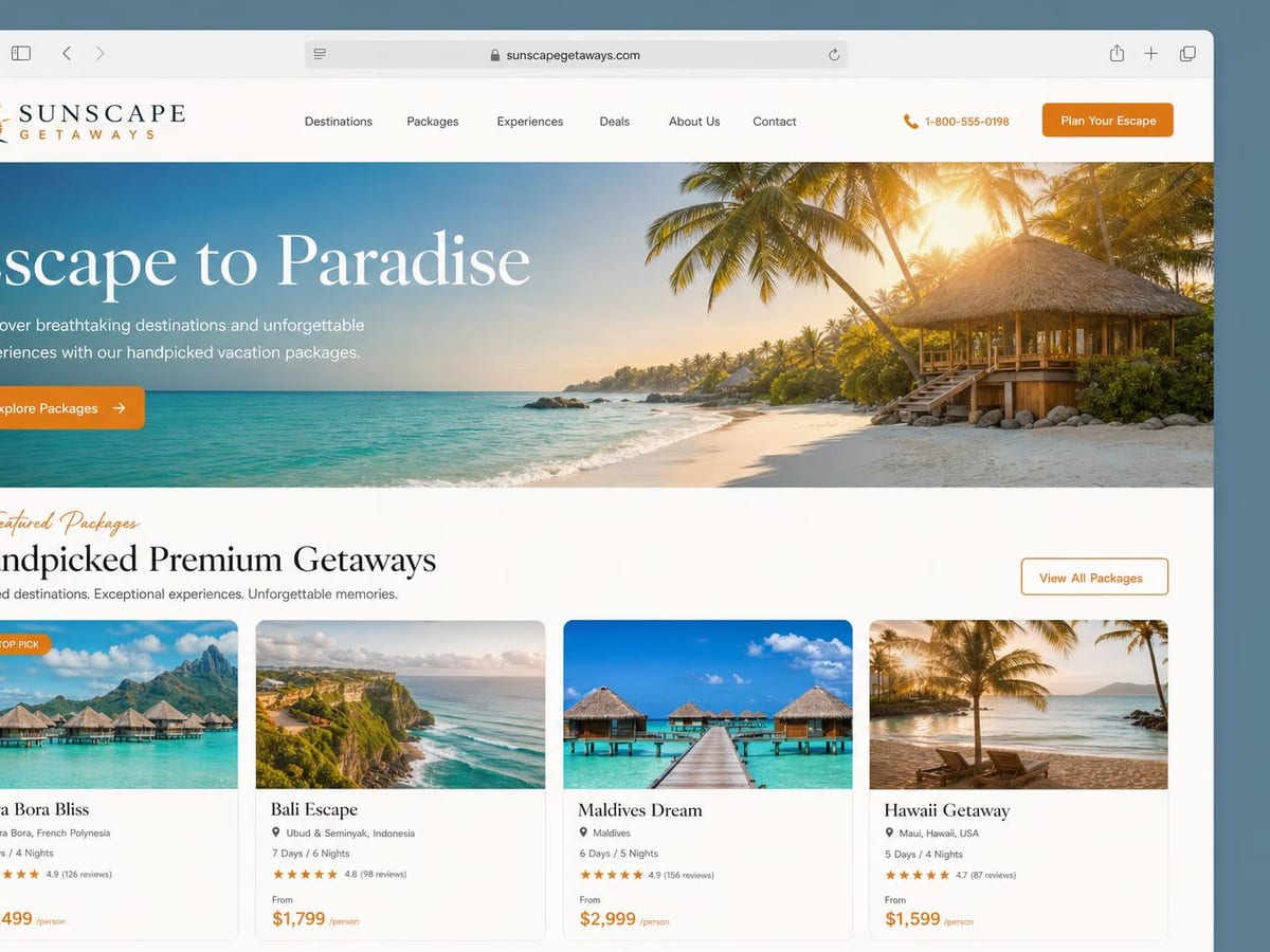 Mockup desain website Tour & Travel oleh Folkastudio