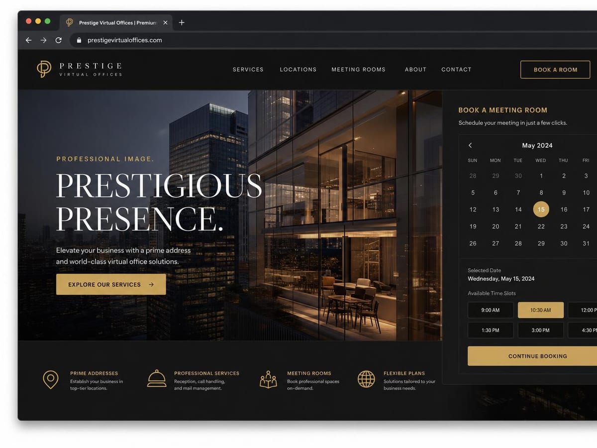 Mockup desain website Virtual Office oleh Folkastudio