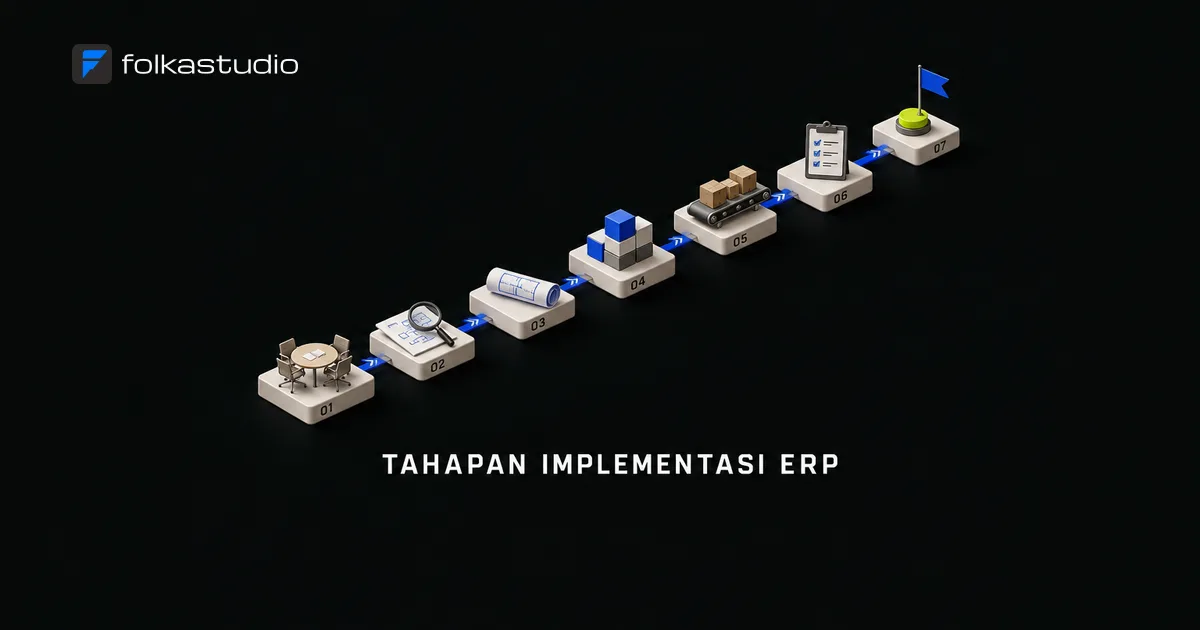 Ilustrasi artikel Tahapan Implementasi ERP: 7 Fase dari Analisis sampai Go-Live
